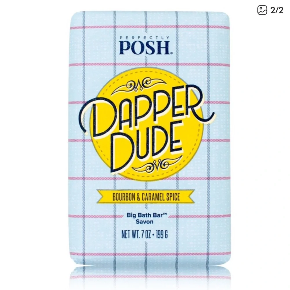 New Perfectly Posh DAPPER DUDE Bourbon & Carmel Spice Chunk Bath Bar